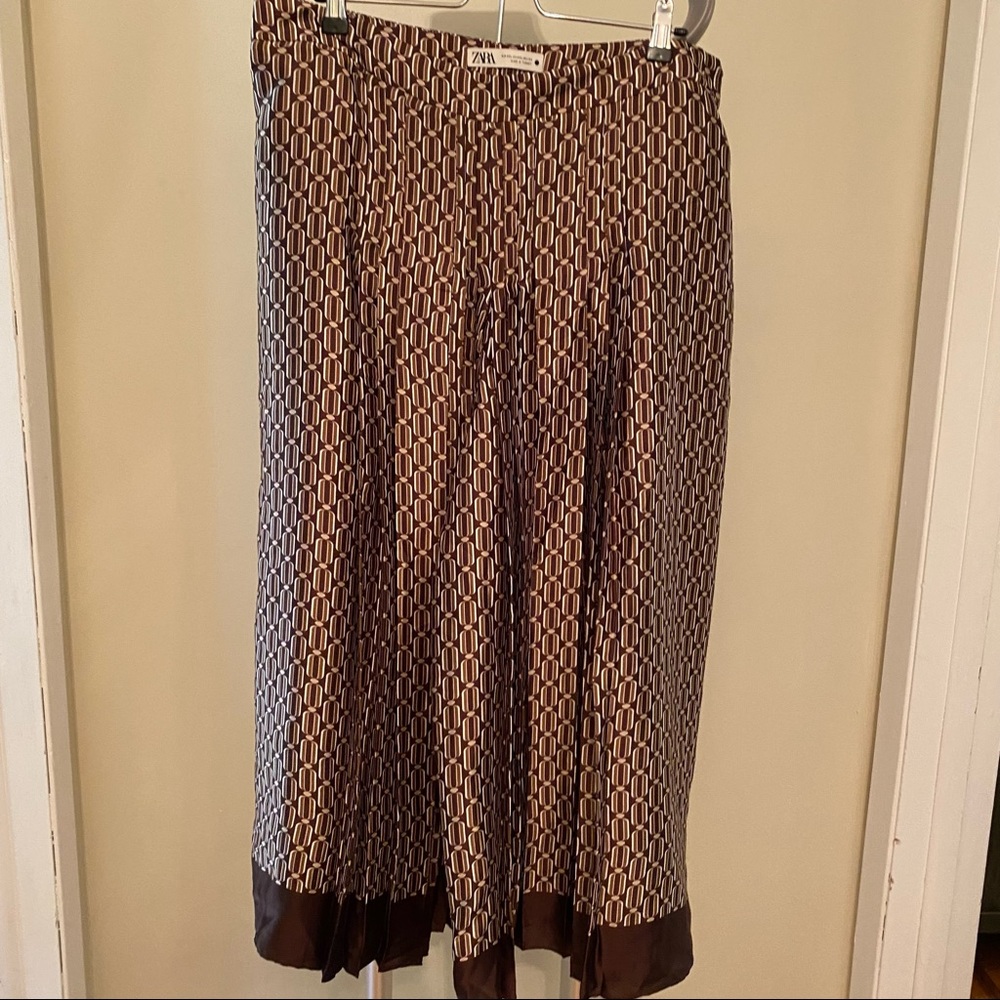 Zara pleated wide leg crop pant